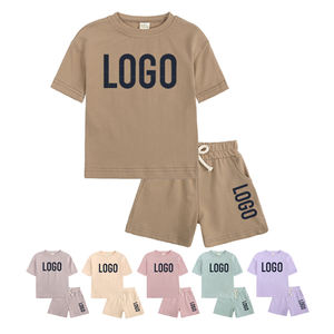 Vêtements d'été pour enfants, ensemble de pyjamas à manches courtes, ensemble de survêtement décontracté, ensembles de shorts unis pour enfants - Product Image 1
