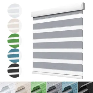 Sunfree Automatic Day And Night Commercial Motorized Zebra Blinds Dual Sheer Electric Blind Shades Indoor Zebra Window Curtain