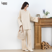 Ensemble 2 pièces de loungewear modeste pour femmes musulmanes, avec logo personnalisé OEM, col unique, tunique et pantalon ample