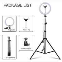 Anneau de diffusion en direct 6/10/12 pouces photographie LED Live Beauty circulaire Selfie Ring Light avec support et trépied