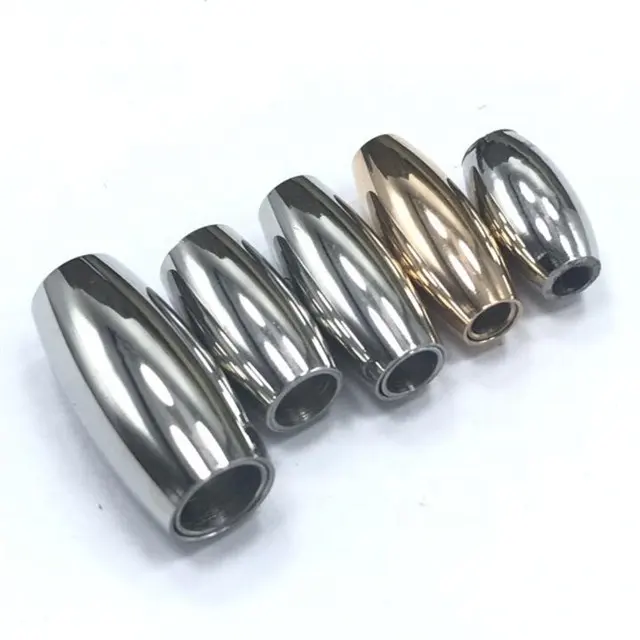 Yiwu Aceon Jewelry Stainless Steel Mirror Polished Logo Text Engraveable Oval Space Connector Magnetic Plain Bead Clasp