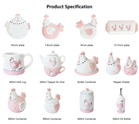 Service de table de Pâques en céramique, design poulet, assiette, tasse, beurrier, théière pour la décoration de la table de la cuisine à la maison