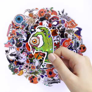 100 Uds Halloween <span class=keywords><strong>calabaza</strong></span> fantasma bruja murciélago pegatina, láser holográfico brillante equipaje fiesta decoración, pegatinas impermeables para niños - Product Image 6