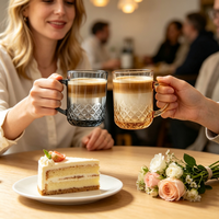 Mug en verre élégant multicolore avec poignée, petite tasse à boisson pour café, thé, jus et vaisselle de table pour les fêtes