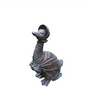 Escultura de Pato de Bronce Hecha a Mano con Gorro, Decoración de Jardín para Montar en el Suelo, Estilo Vintage, Precio al por Mayor - Product Image 1