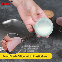 Nicety Mini Petit récipient rond pour collations en acier inoxydable 304 avec couvercle en silicone étanche, récipient à sauce écologique pour le camping