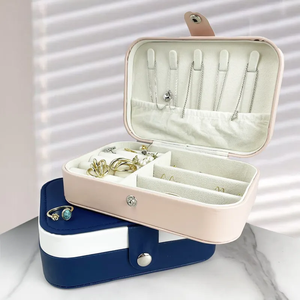 Hoge Kwaliteit Custom Logo Wholesale Luxe Pu Lederen Mini Reizen Sieraden Doos Organiseren Case Lederen Sieraden Doosjes - Product Image 2