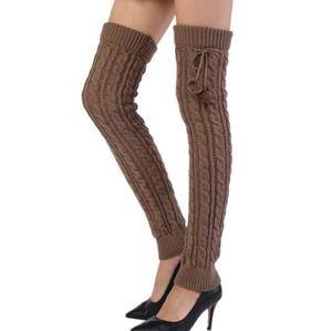 Women Cable Knitted Extra Long Thigh High <strong>Leg</strong> <strong>Warmer</strong> for Women With Strip in Stock Fashion Floral Hand Knit <strong>Leg</strong> <strong>Warmers</strong> Boot Soc - Product Image 2