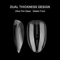 300 faux ongles transparents en PMMA, forme amande, multi-tailles, pour extensions en salon, logo personnalisable, vente en gros