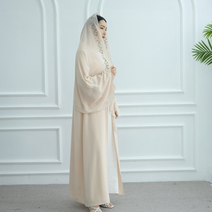 Loriya Abaya 2025 Nhà Sản Xuất Hồi Giáo Quần Áo Của Phụ Nữ Dresses Phía Trước Thêu Abaya Và Hijab 2Pcs Thiết Lập Mùa Hè Hồi Giáo Abaya - Product Image 4