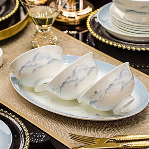 Service de table en céramique de Jingdezhen, porcelaine fine, couleur sous-glaçure, un ensemble de cadeaux haut de gamme de luxe léger, vente en gros, personnalisation sur mesure - Product Image 2