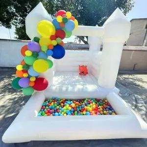 बच्चों को घर के बाहर पार्टी के किराये पीवीसी बॉल पूल के साथ Inflatable बाउंसर मिनी सफेद बच्चा उछाल घर