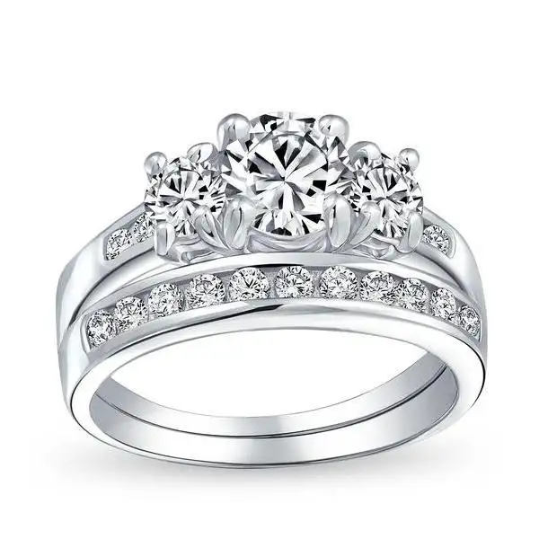 Уникальный Косынка 3 Камень Cz стерлингового серебра обручальные кольца для женщин, свадебные туфли
