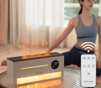 Diffuseur d'arômes électrique de luxe avec effet de flamme, humidificateur ultrasonique d'huiles essentielles, diffuseur de parfum de bureau à effet de flamme colorée