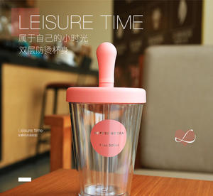 كوري بسيط بطبقة مزدوجة من البلاستيك ، كوب أعشاب للفتيات ، مسحوق بروتين صغير ، حليب مخفوق الحليب ، شاي لطيف - Product Image 2