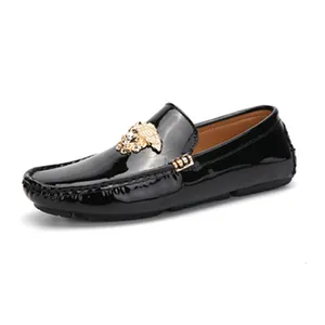 Men's Driving Bean Shoes Fashion Slip on Lazy Casual Leather Shoes