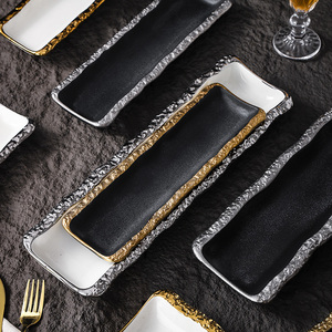 Роскошные винтажные суши тарелки прямоугольное блюдо высокого качества тарелки фарфоровая посуда для ресторана бытовой - Product Image 6