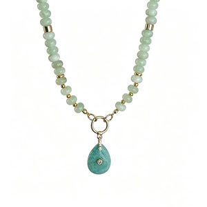 Collier pendentif goutte couleur pierre naturelle, perles intercalaires en alliage plaqué or tendance, bijoux de mode unisexe, vente en gros OEM faible MOQ - Product Image 6