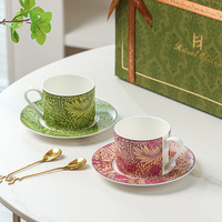 Ensemble de tasses à café rétro design vintage en céramique pour couple tasse soucoupe et cuillère