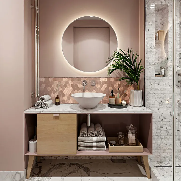 Foshan prezzo di fabbrica esagonale a forma di pannello composito di alluminio rosa metallo Texture piastrelle di mosaico oro