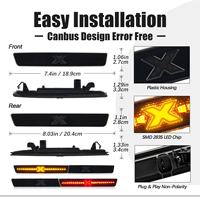 Feux de position latéraux LED de style X à lentille fumée pour Dodge Challenger 2015-2020, avant et arrière, ambre/rouge, 68195788AB, 4 pièces