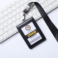 Porte-cartes de travail personnalisé, en cuir véritable, de luxe, Badge d'identité