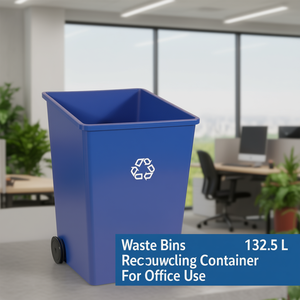 Cestino per rifiuti blu quadrato da 132,5 litri, contenitore per la raccolta differenziata per uso ufficio - Product Image 3