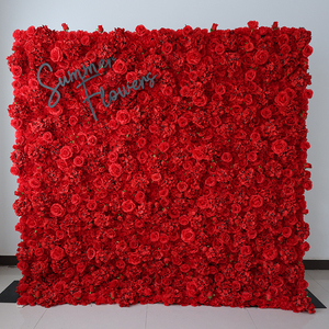 Telón de Fondo para Boda, Cortina de Rosas de Seda Artificial, Pared de Flores Enrollable, Pared de Flores Rojas - Product Image 2