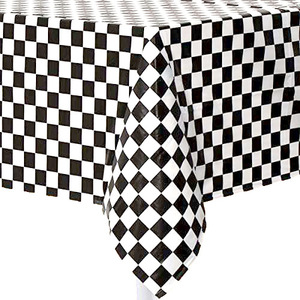 Juego de Vajilla a Cuadros Blancos y Negros con Temática de Carreras, Decoraciones de Cumpleaños, Banderines, Manteles Desechables, 40-60 Piezas - Product Image 3