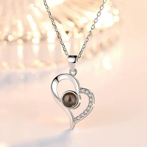 Collana con Proiezione a Cuore in Acciaio Inossidabile Argento e Oro Rosa, <span class=keywords><strong>Ti</strong></span> <span class=keywords><strong>Amo</strong></span> in 100 Lingue, Cuore Traforato, Collana Romantica - Product Image 5