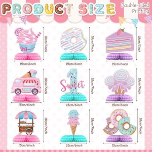 Decorazioni per Feste di <span class=keywords><strong>Compleanno</strong></span> a Tema Ciambella, Tavolo Gelato, Ornamenti Floreali a Nido d'Ape, Accessori per Foto per Feste di <span class=keywords><strong>Compleanno</strong></span> per Bambini - Product Image 2
