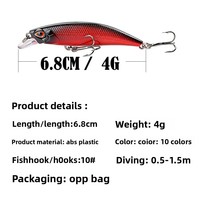 Leurre artificiel dur type Minnow 6,5 cm/4 g, micro-crayon coulant pour achigan, bar, eau douce/eau salée