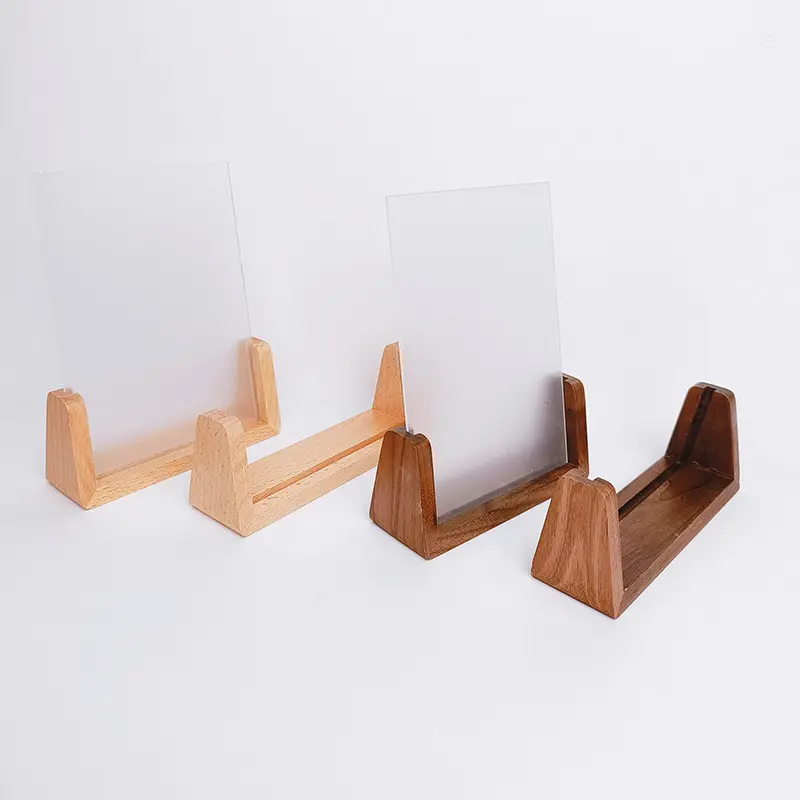 Suporte de mesa para cartões postais em forma de U, base para calendário, moldura para fotos, suporte de madeira para menus, suporte para cartões de visita, suporte para notas