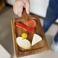 Plateau de service rectangulaire moderne en bambou naturel pour aliments, boissons, décoration, maison, cuisine, salle de bain, table basse, lit