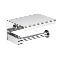 Porte-serviettes en papier hygiénique mural en acier inoxydable 304 avec étagère pour téléphone portable pour salle de bain cuisine