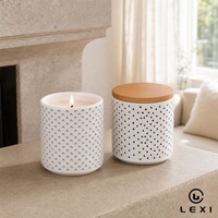Coffret Cadeau de Luxe Bougie Parfumée en Cire de Soja avec Mèche en Bois, Contenant Cylindrique en Céramique Blanche, Formule Spéciale Noël et Méditation, Marque Blanche
