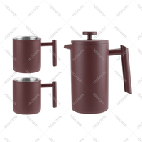 Cafetière à piston multicolores HIGHWIN, isolée à double paroi, avec poignée ergonomique