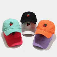 Casquette de baseball personnalisée avec logo, en coton doux délavé, broderie mini fraise, visière incurvée, colorée, pour le quotidien, la rue et le sport
