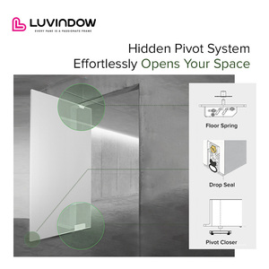 דלת כניסה מאלומיניום עמיד במיוחד של Luvindow, מבודדת חום עם זכוכית Low-E, דלתות ציר חיצוניות מאלומיניום לבית - Product Image 5