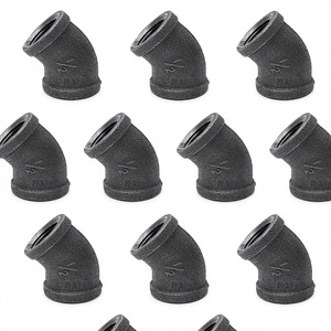 <span class=keywords><strong>Coude</strong></span> à 45 degrés de 1/2 pouce en fonte malléable, style steampunk vintage, pour la décoration de tuyauterie domestique, support d'étagère, meuble, surface sablée - Product Image 1