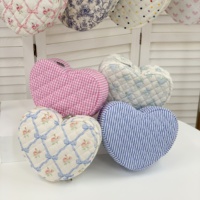 Forme de coeur femmes matelassé coton maquillage sac de rangement pochette cosmétique organisateur fermeture éclair Floral bouffant maquillage trousse de toilette voyage