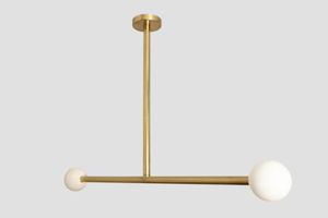 Lustre linéaire moderne en laiton fait main, luminaire suspendu à 2 barres lumineuses - Product Image 4