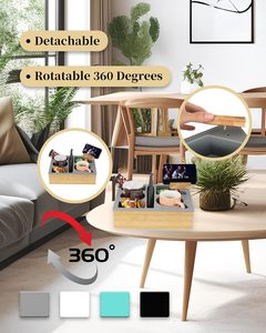 <strong>Handy</strong> Black Silicone Bamboo Couch Cup <strong>Holder</strong> Tray with Rotatable Phone <strong>Holder</strong> - Product Image 3
