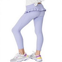 Pantalon de sport, de danse et de yoga pour adolescentes, motif à carreaux, taille haute élastique avec cordon de serrage, en nylon et élasthanne, 110-160 cm, antibactérien, séchage rapide