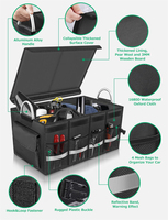 Organisateur de coffre pliable imperméable et durable à compartiments multiples avec couvercle pliable, poignée en alliage d'aluminium et bande réfléchissante