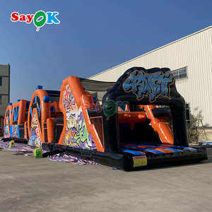 Commercio all'ingrosso bambini tunnel gonfiabile rimbalzante ostacolo di regata grande enorme bouncer percorso ad ostacoli - Product Image 3