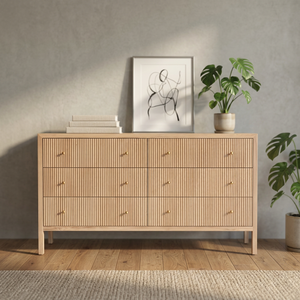 Japandi Style Solid Teak Wood Dresser Cabinet <b>6</b> <b>Drawers</b> for Home Bedroom Furniture Living Room & Warehouse Use Wholesale Price - Product Image 3