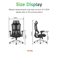 Chaise de bureau ergonomique de qualité supérieure, confortable, avec soutien lombaire élastique, inclinable, pivotante, respirante, en maille