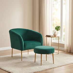 <span class=keywords><strong>Fauteuil</strong></span> d'hôtel CARLFORD en velours <span class=keywords><strong>vert</strong></span> avec pieds dorés, chaise de salon de détente pour salon, chambre à coucher, salle à manger, chaise d'appoint, chaise <span class=keywords><strong>fauteuil</strong></span> - Product Image 1