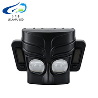 LELANPU Phare LED Rétro en Forme de Masque pour Moto, Projecteur Auxiliaire Antibrouillard à Double Lentille, Feux de Conduite Moto à Deux Yeux OEM
